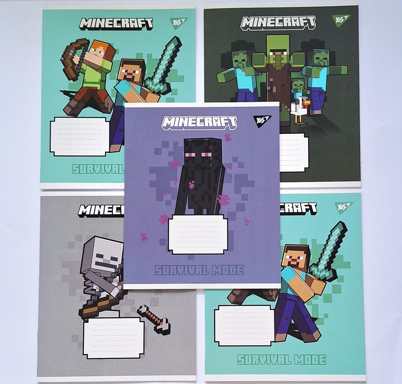 Комплект тетрадей школьный YES Minecraft Signs А5/12 клетка 5 шт. (767556)