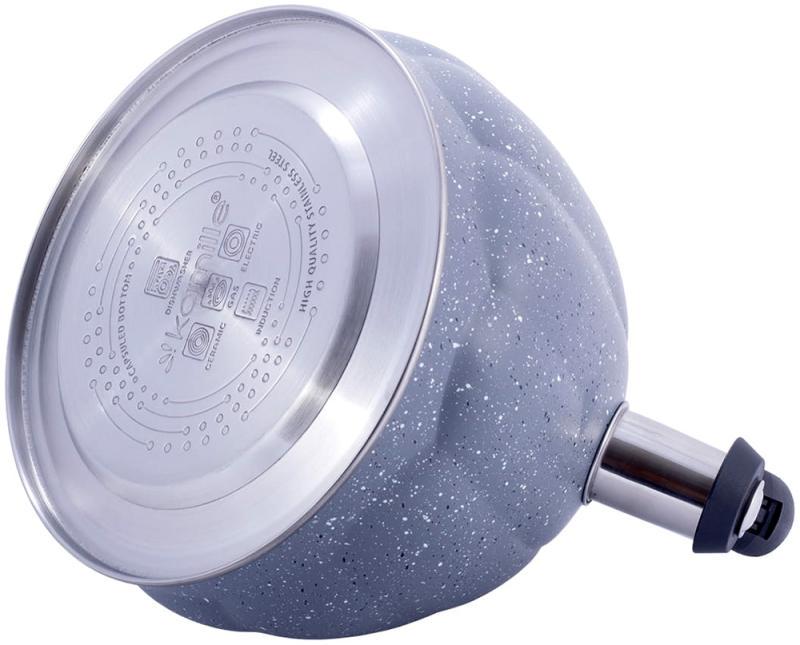 Чайник Kamille Whistling Kettle Marble из нержавеющей стали со свистком 3 л Серый - фото 4 Чайник Kamille Whistling Kettle Marble из нержавеющей стали со свистком 3 л Серый - фото 4