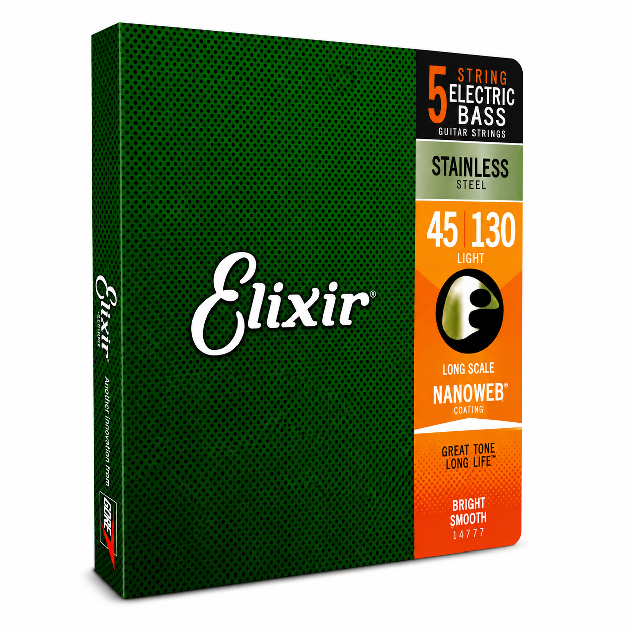 Струны для 5-струнной бас-гитары Elixir 14777 Stainless Steel 45-130 Light Long Scale (35957924)