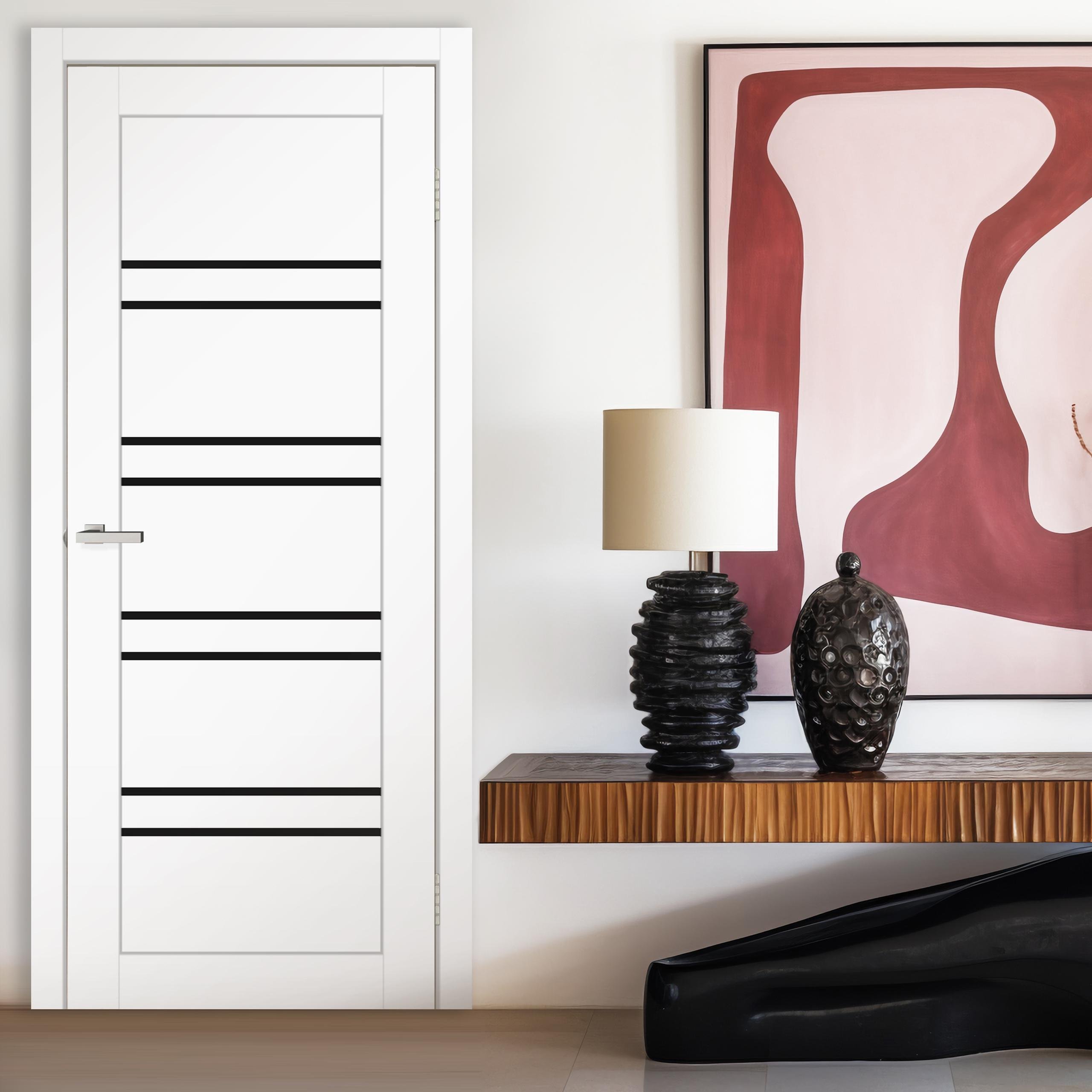 Двери Шотландия стекло черное 2000х800 мм Белый (60934)