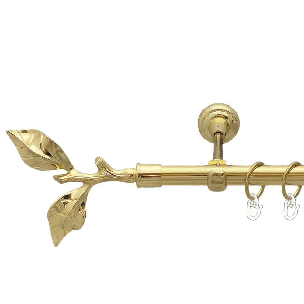 Карниз металлический Orvit Листок Розы однорядный открытый/гладкая труба/кольцо металлическое Золото 19 мм 240 см (00-00012900)