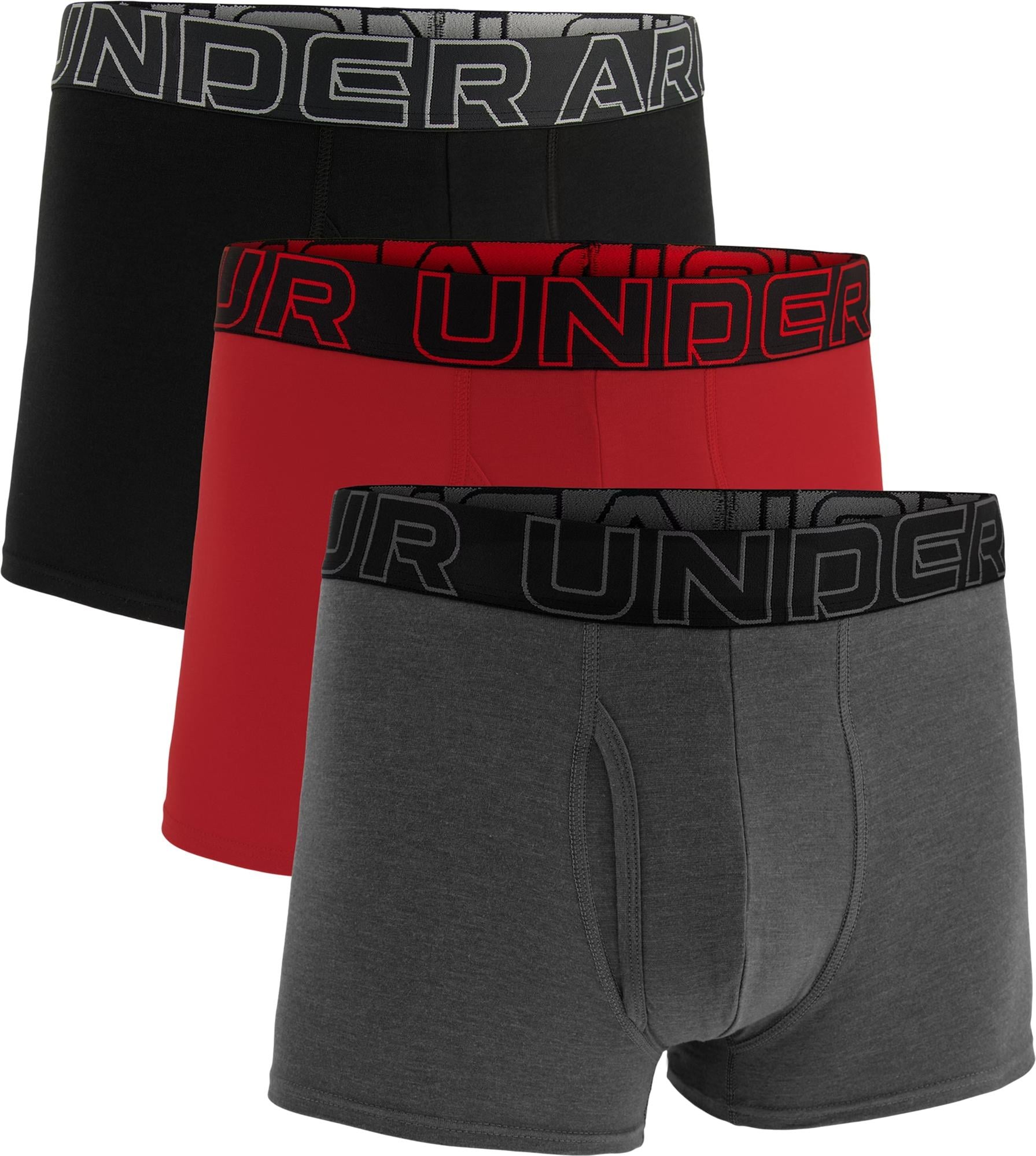 Трусы Under Armour PERFORMANCE COTTON 3IN 3-PACK BOXERJOCK 3 пары M Серый/Красный/Черный (1383891-025)