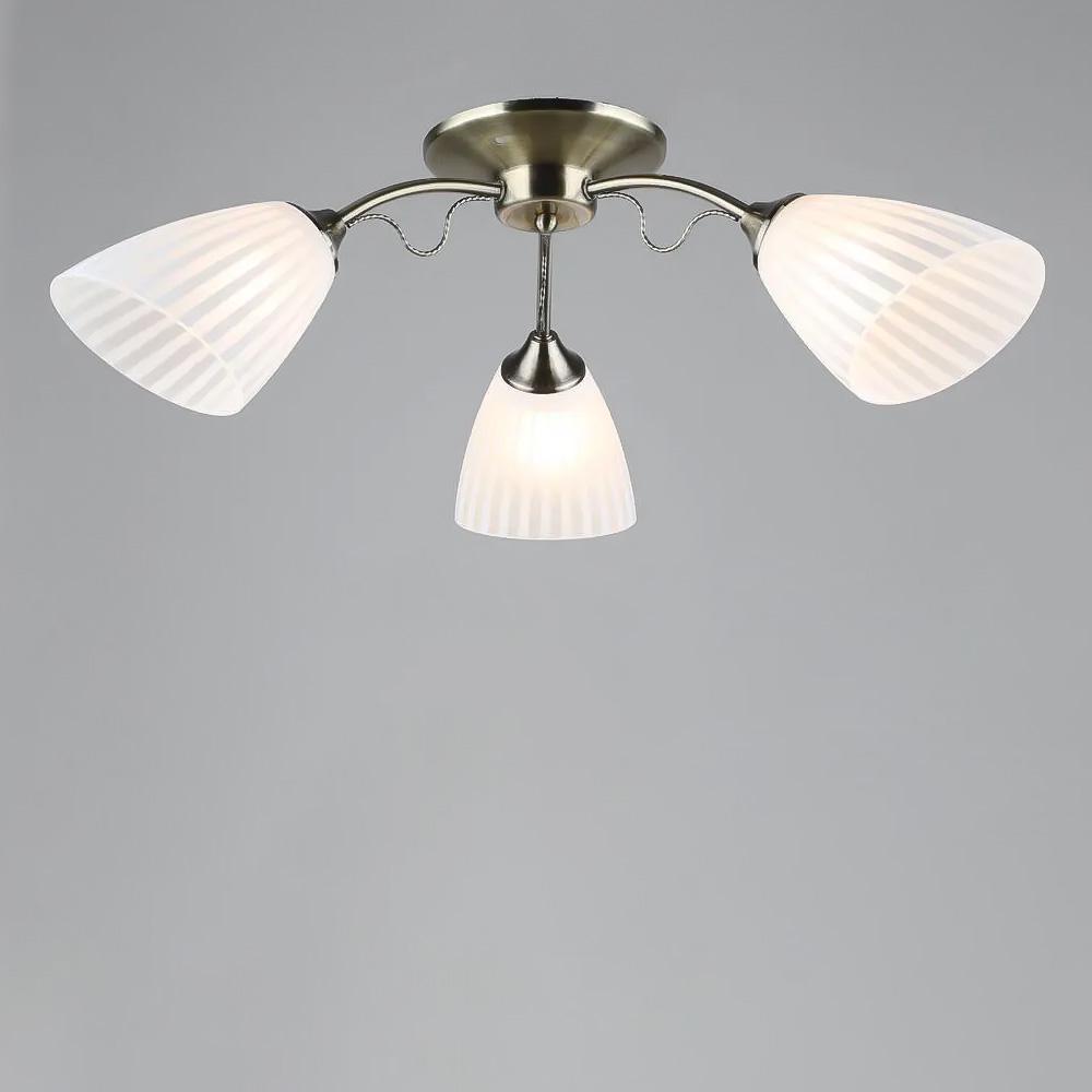 Люстра потолочная Light House SR-19204/3 AB E27 в полоску 640х195 мм Бронзовый/Белый