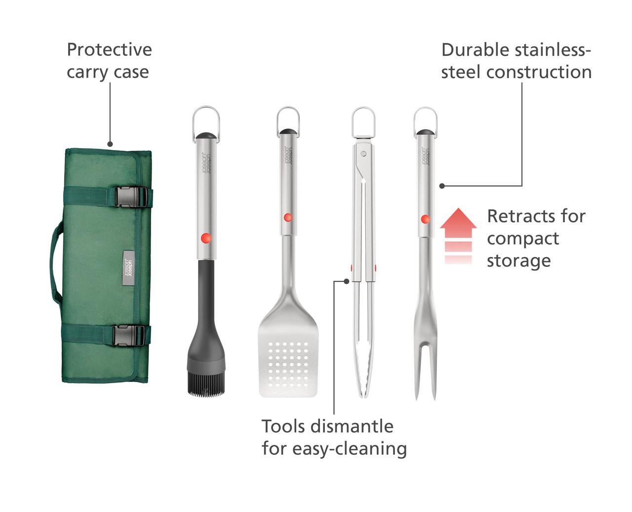 Набор принадлежностей Joseph Joseph для барбекю GrillOut и футляром для хранения 4 шт. (2000001) - фото 8 Набор принадлежностей Joseph Joseph для барбекю GrillOut и футляром для хранения 4 шт. (2000001) - фото 8