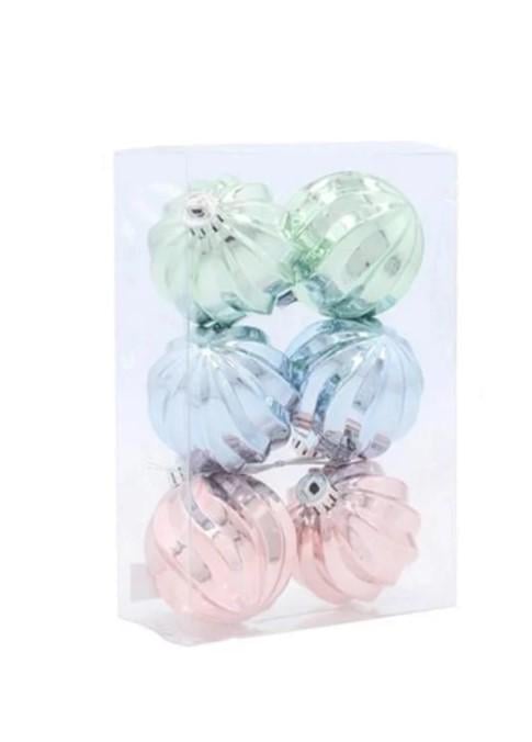 Набор шаров пластиковых новогодних микс 6 шт. D-6 см (43149)