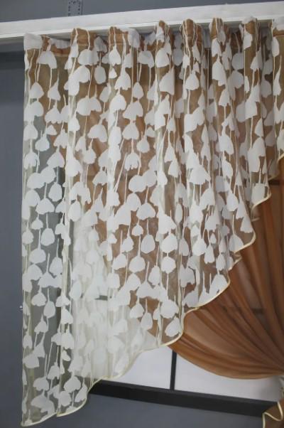 Шторки на кухню з підв'язками 280х170 см Коричневий/Білий (069к) - фото 2 Шторки на кухню з підв'язками 280х170 см Коричневий/Білий (069к) - фото 2