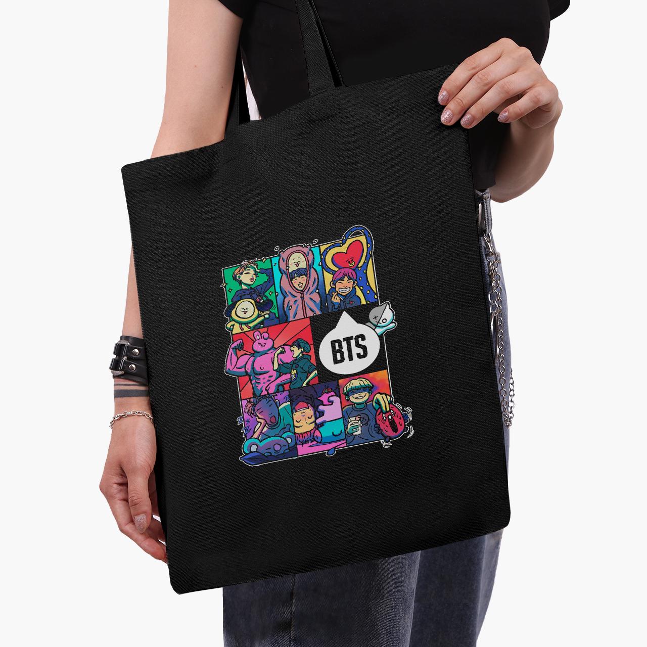 Эко сумка шоппер BTS 41х35 см Черный (9227-1078-BK)