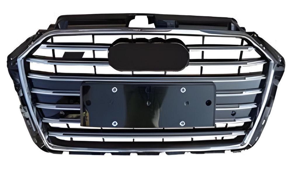 Передняя решетка S-style 2016-2020 черный с хромом GT Tuning для Audi A3 2012-2020 ABS Черный