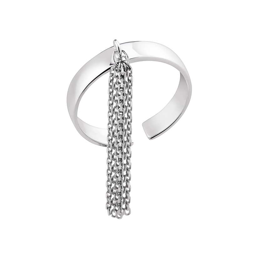 Кольцо серебряное Тонкая элегантность гладкий дизайн с цепочкой р. 18