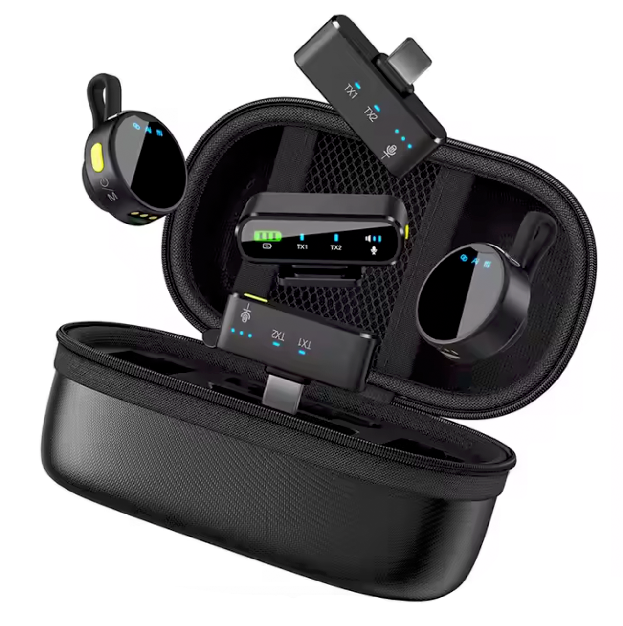 Микрофон беспроводной петличный M93 2-in-2 для iPhone/Android и видеокамеры Black Микрофон беспроводной петличный M93 2-in-2 для iPhone/Android и видеокамеры Black