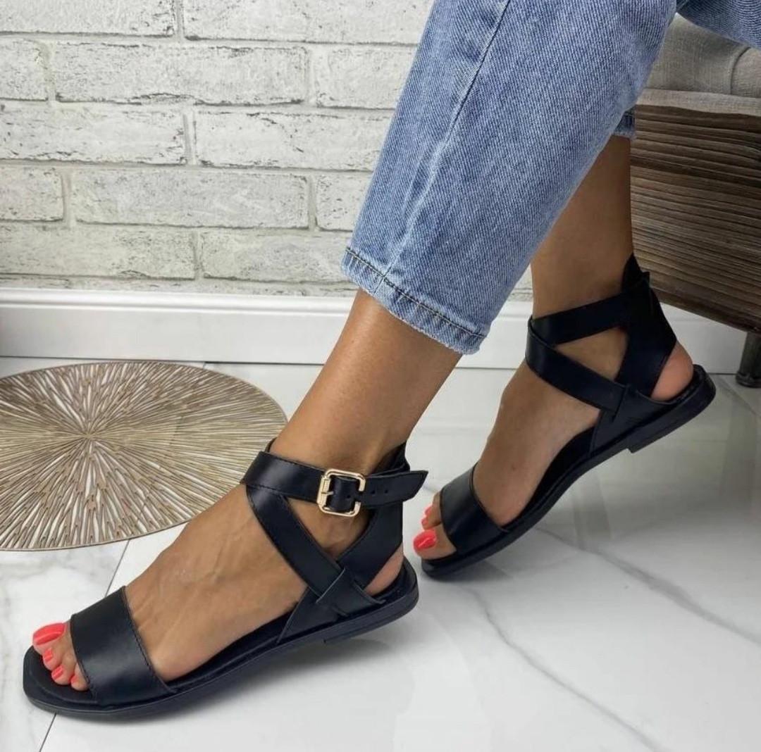 Босоножки женские натуральная кожа р. 40/26 см Черный (30857)