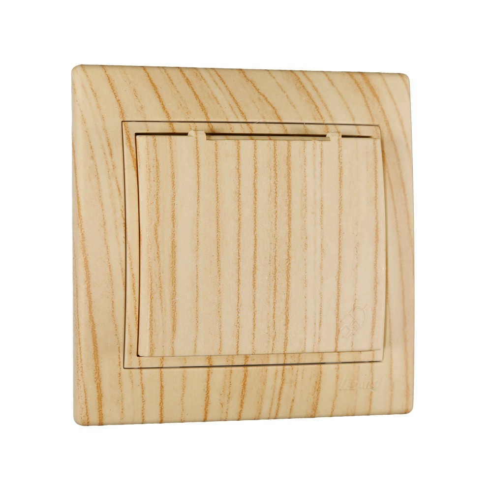 Розетка Lezard Mira 1-я с заземлением и крышкой Дуб белый матовый