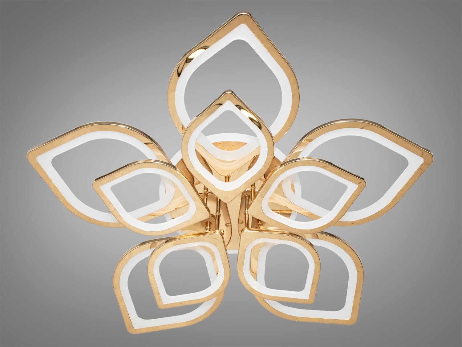 Люстра світлодіодна 185W/димер світлодіодна підсвітка пульт Золотий (8073/5+5G 3col dim)