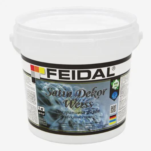 Фарба декоративна Satin Dekor Weiss з ефектом сатину 1 кг Білий (27582177)