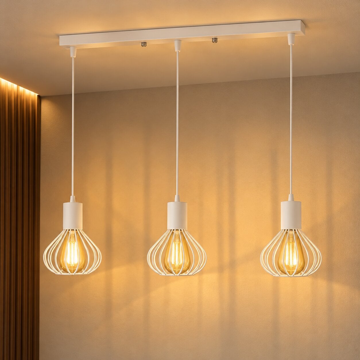 Светильник лофт MSK Electric Lotus подвесной на планке Белый NL 1415-3W