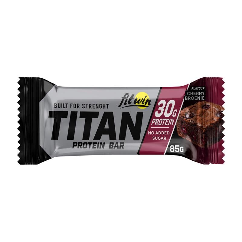 Протеиновый батончик 30 г белка без добавленного сахара FitWin Titan Protein Bar 85 г Вишнёвый брауни