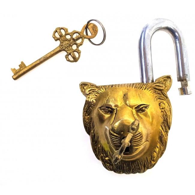 Тибетський замок Лев 14х8,5х5 см Бронзовий (33965) - фото 2 Тибетський замок Лев 14х8,5х5 см Бронзовий (33965) - фото 2
