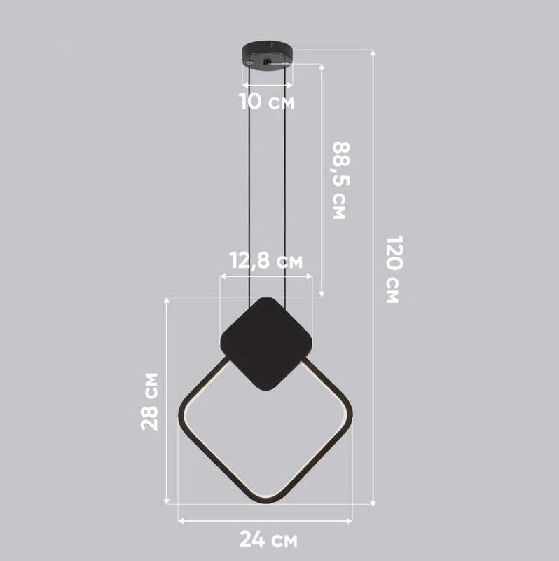 Світильник підвісний LED металевий 3 кольоровий режим 12W 3000-6000K Чорний (NZ077) - фото 7