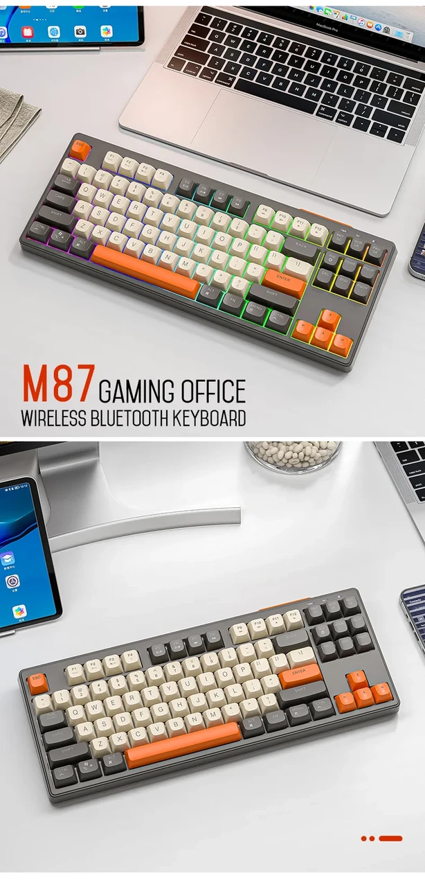 Клавіатура мембранна M87 Glimmer Bluetooth Dual Mode Connection 2,4G з райдужним підсвічуванням (2335586352) - фото 10