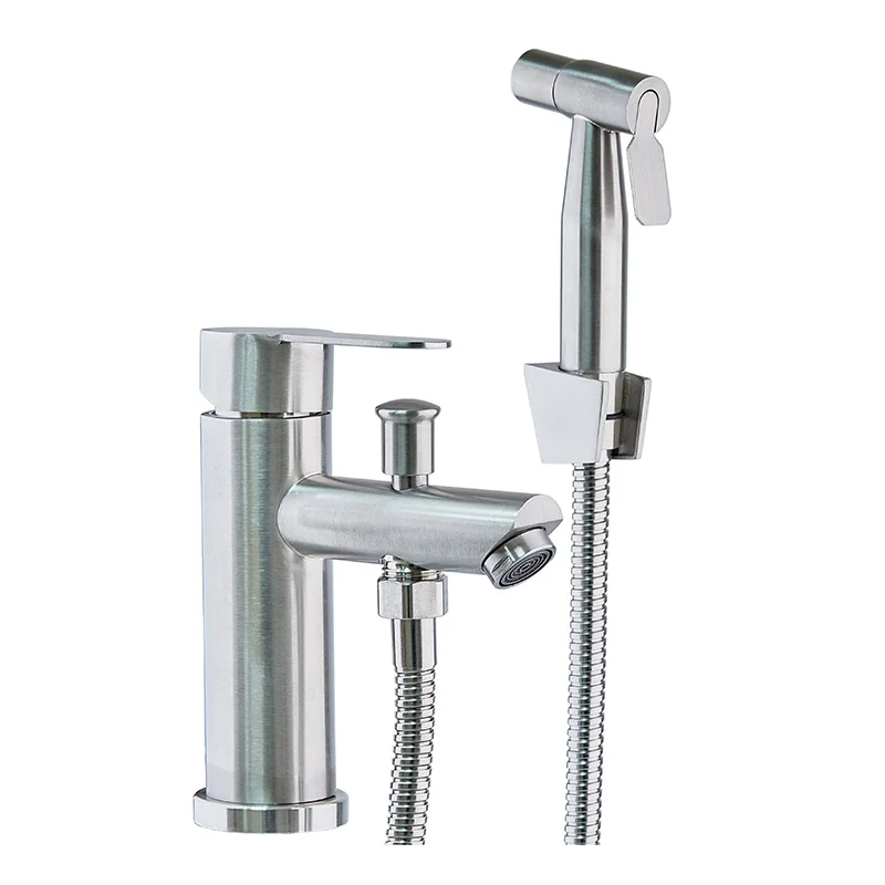 Смеситель для умывальника MIXXUS DAX-001-SH с гигиеническим душем из нержавеющей стали Стальной