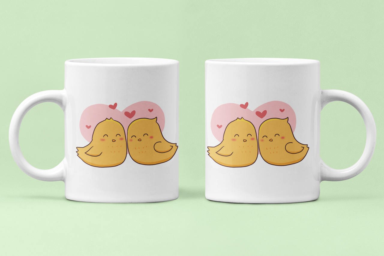 Чашки парные Цыплята для влюбленных 330 мл Белый (ВЛ178Ч)