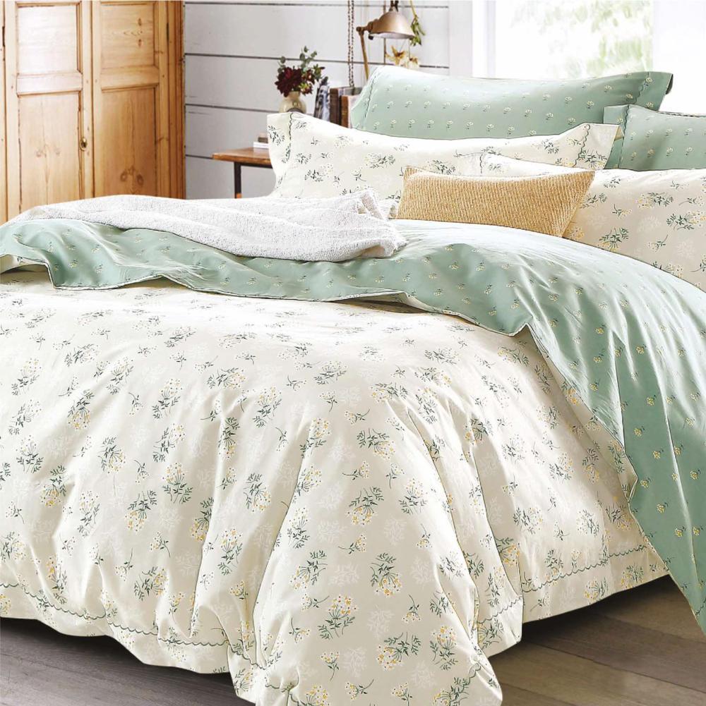 Комплект постельного белья Viluta Мелкий цветок полуторный Ранфорс 21139 Бело-зеленый (DR010399)