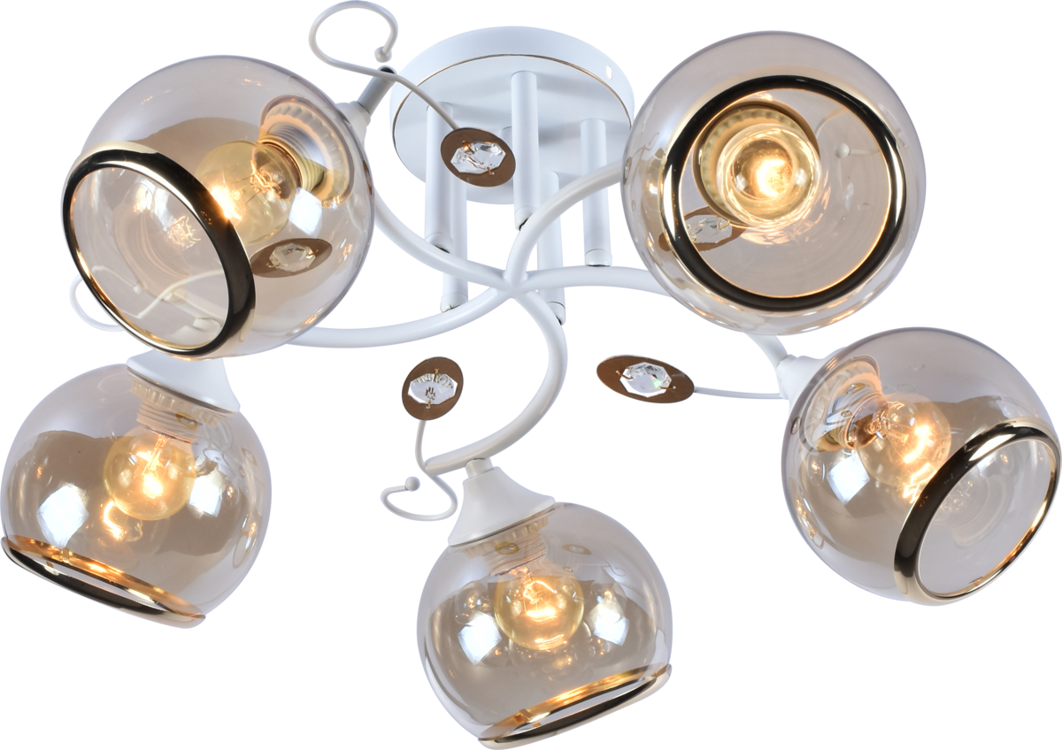 Люстра потолочная Light House SRS-20723/5 плафон прозрачный с каймой Белый/Золотой