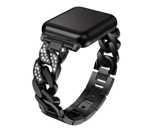 Ремінець металевий Diamond Chain для Apple Watch Series 10 42 мм Чорний - фото 1