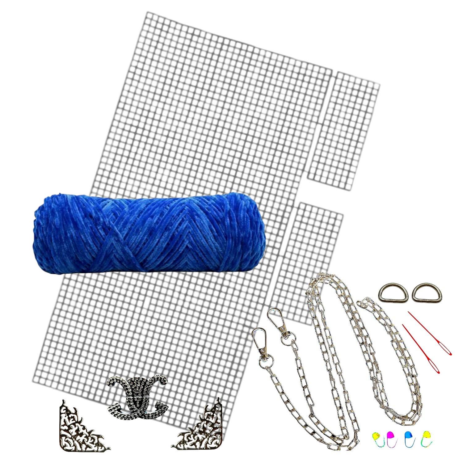 Набор для создания сумки из пластиковой канвы Серебряная лилия с нитками Синий (1596-9) Набор для создания сумки из пластиковой канвы Серебряная лилия с нитками Синий (1596-9)