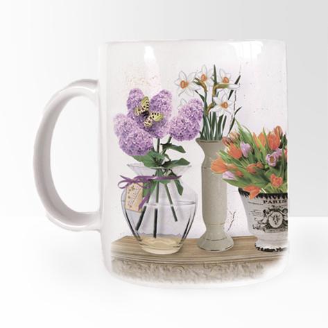 Кружка керамическая Прованс Букет тюльпанов и дельфиниумов 34 350 мл (прч0304п)