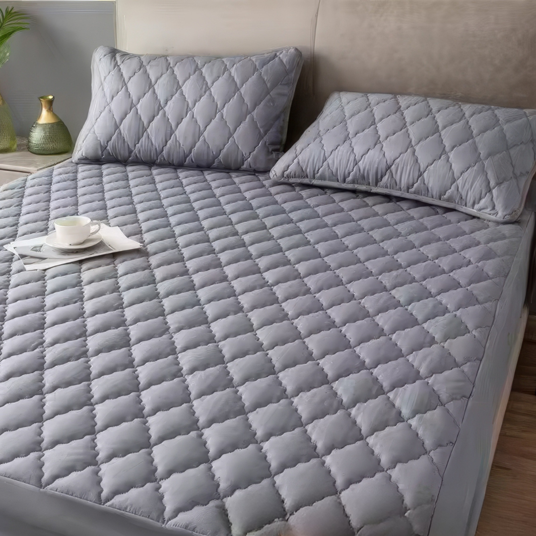 Простынь на резинке и 2 наволочки 200х220 см Серый (FS_200_220_Gray)