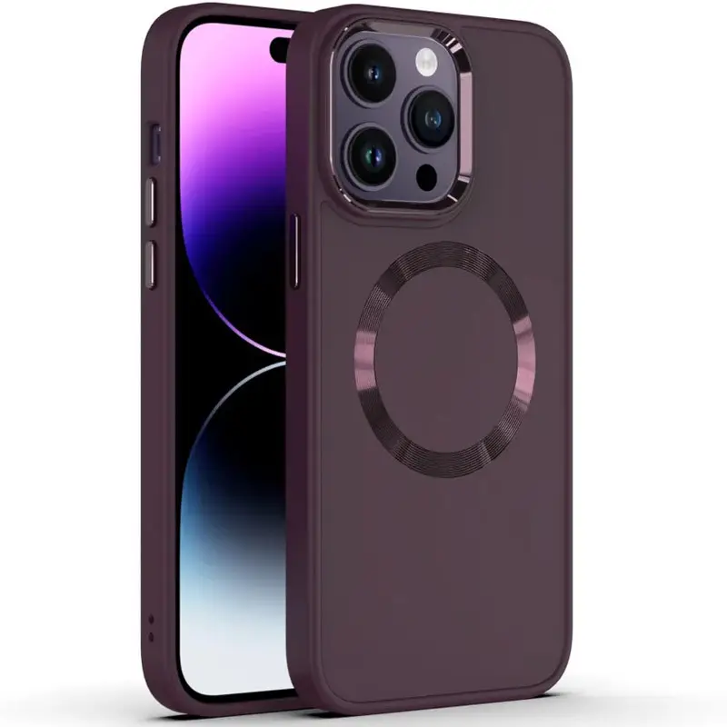 TPU чехол Bonbon Metal Style with MagSafe для Apple iPhone 15 Pro Max (6.7") Бордовый | Plum - фото 1