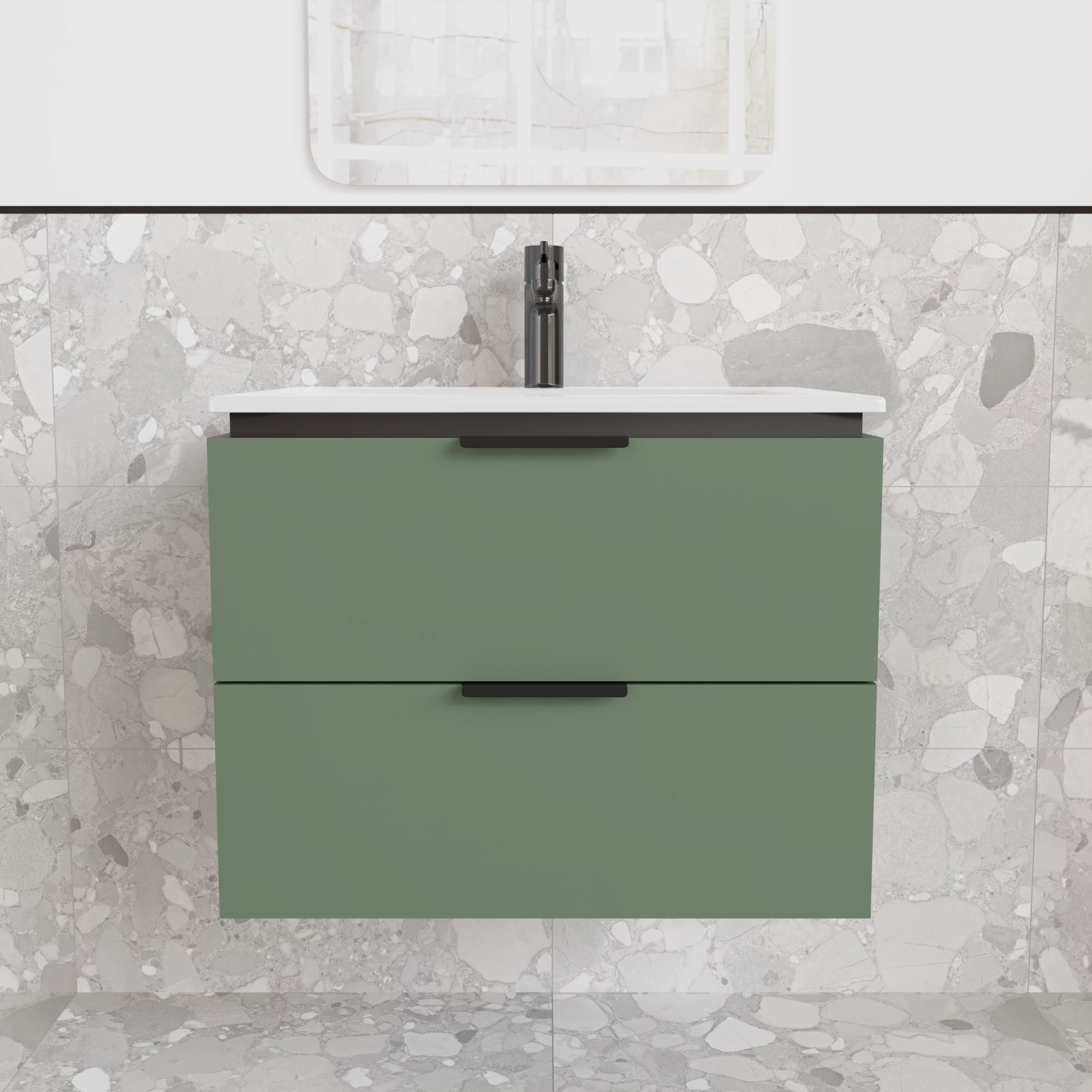 Тумба підвісна з раковиною MVK Vostok Icon 55 В2 550х450х530 мм Зелений димчастий (p255gr) - фото 1