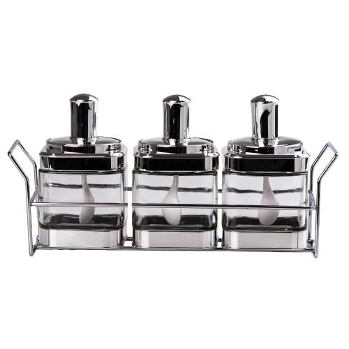 Набор банок для сыпучих продуктов с ложкой на подставке