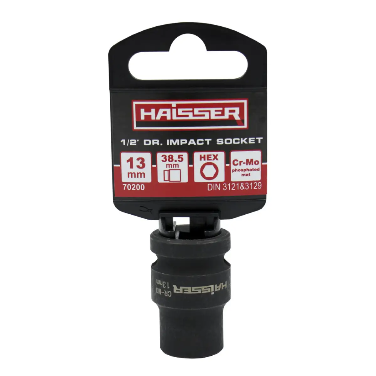 Головка Haisser 70200 ударна шестигранна 1/2'' фосфатована матова 13х38,5 мм