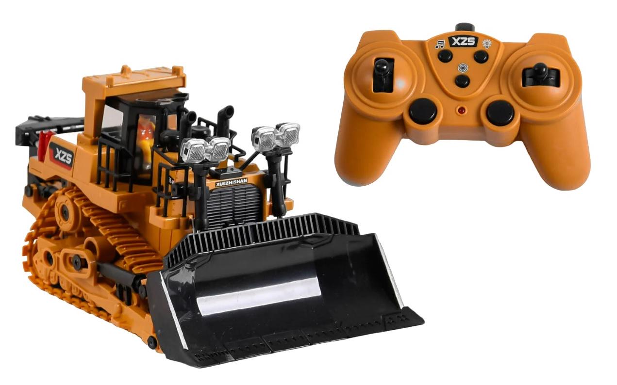 Спецтехніка на радіокеруванні Бульдозер акумулятор світло фар звуки техніки 37V Yellow (106649)