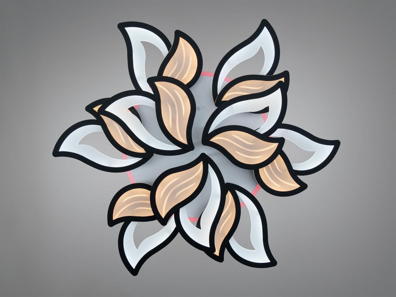 Люстра светодиодная для гостиной Лепестки 220Вт димер Черный (9033/6+3BK LED 3color dimmer)