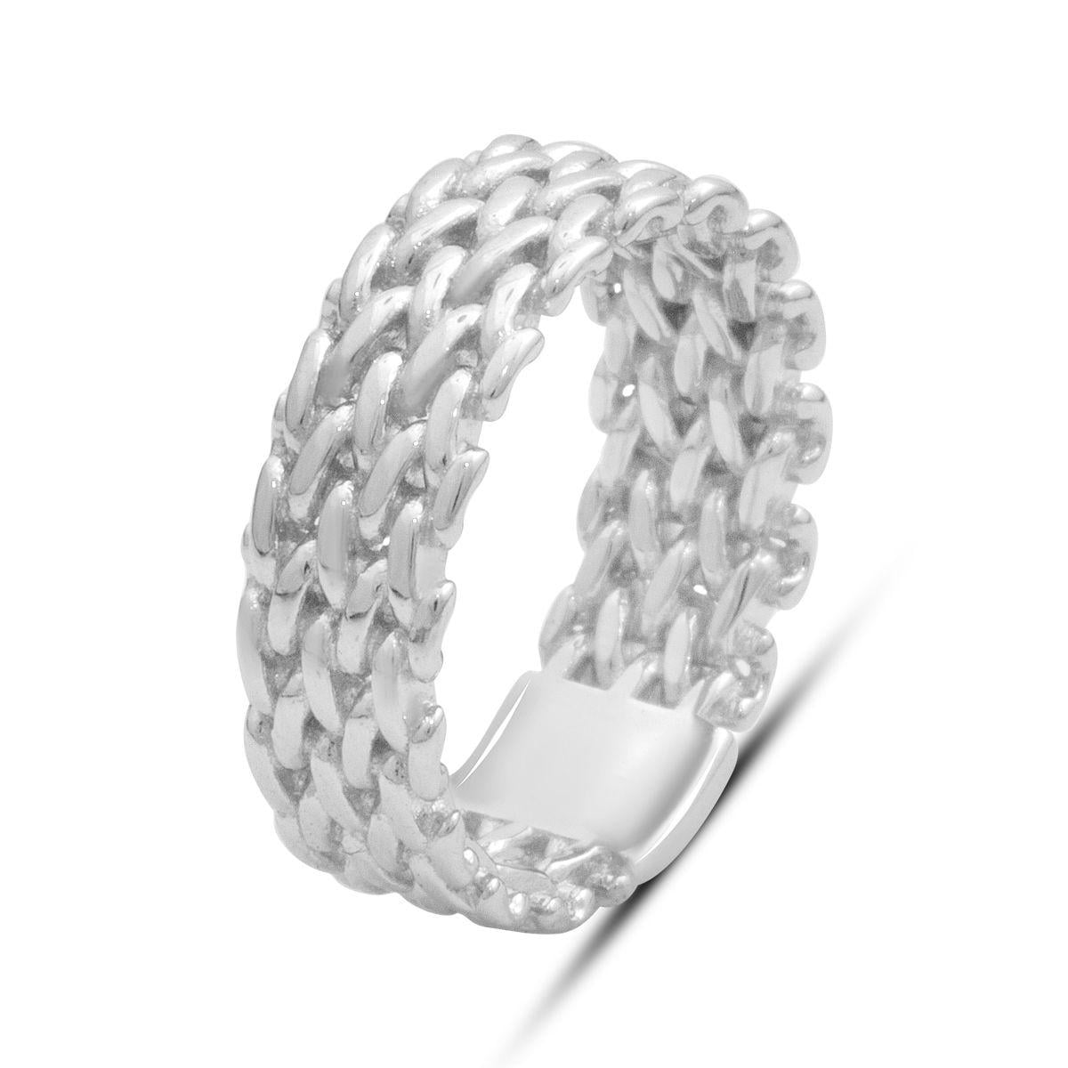 Кольцо серебрянное LoveR в виде плетеной цепочки с массивной текстурой р. 19