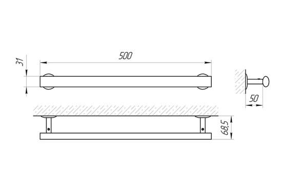 Тримач для рушника Laris Кватро 500 полірований з нержавіючої сталі Хром (147-127-71401039) - фото 4 Тримач для рушника Laris Кватро 500 полірований з нержавіючої сталі Хром (147-127-71401039) - фото 4