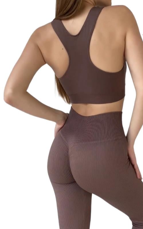 Леггинсы Giulia Leggings Rib Giulia Deep Taupe в рубчик с моделирующим швом сзади L/XL Коричневый - фото 4