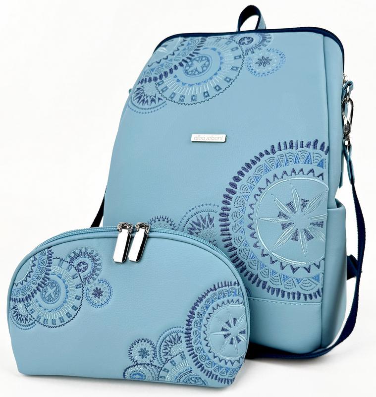 Рюкзак жіночий з косметичкою Alba Soboni N25080 Блакитний