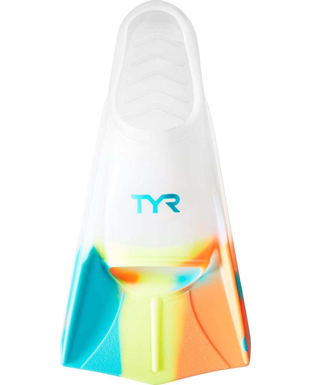 Ласти короткі TYR Stryker Silicone Fins S Orange/Teal/Yellow/Clear (LFSTRKR)