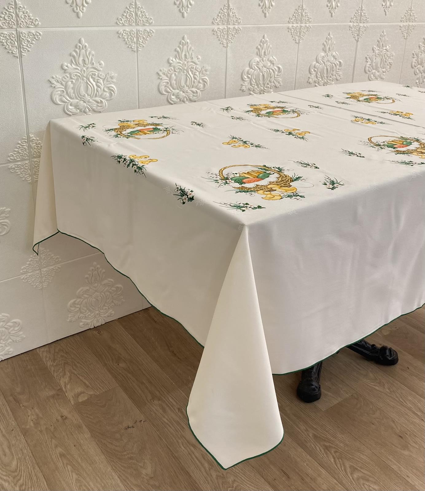 Скатерть пасхальная Print 145х220 Easter Basket Green Cream (CN14238)