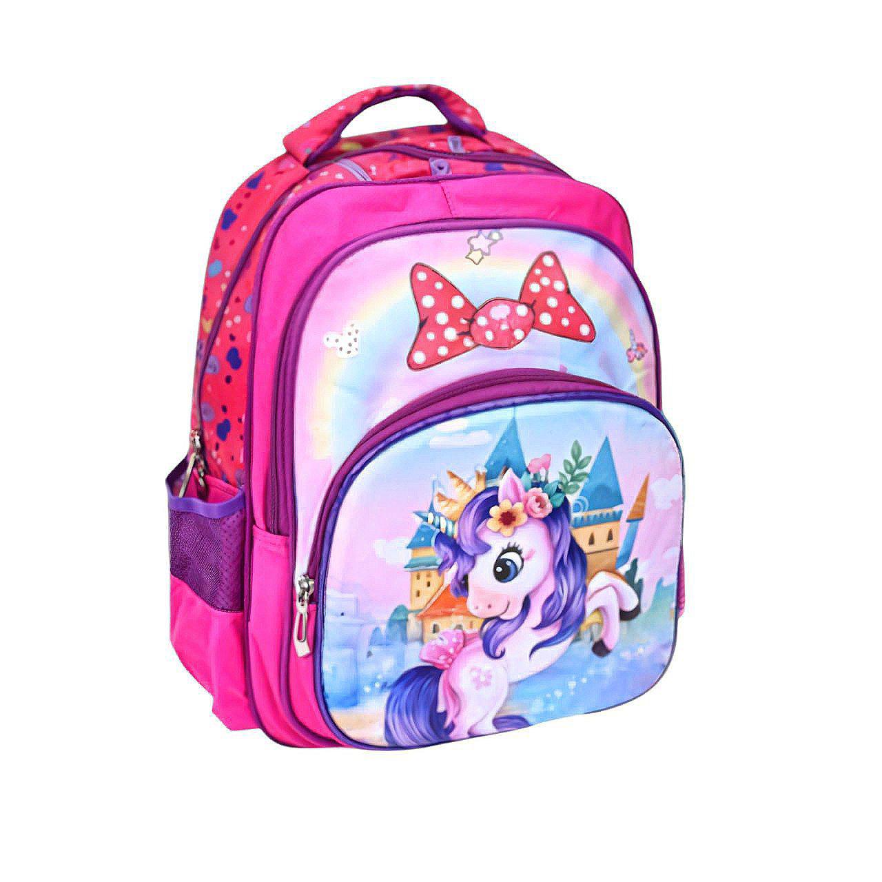 Детский рюкзак FG240502003A с двумя отделениями внешним карманом и принтом единорога Розовый Детский рюкзак FG240502003A с двумя отделениями внешним карманом и принтом единорога Розовый