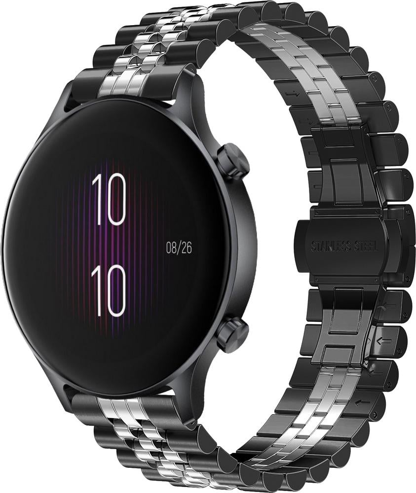 Браслет металлический Stech Line для Haylou LS04 (RS3) Black Silver (29157-03)