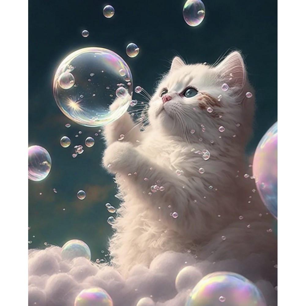 Алмазная мозаика Dreamtoys Котик с пузырьками 30x40 см (S20017)