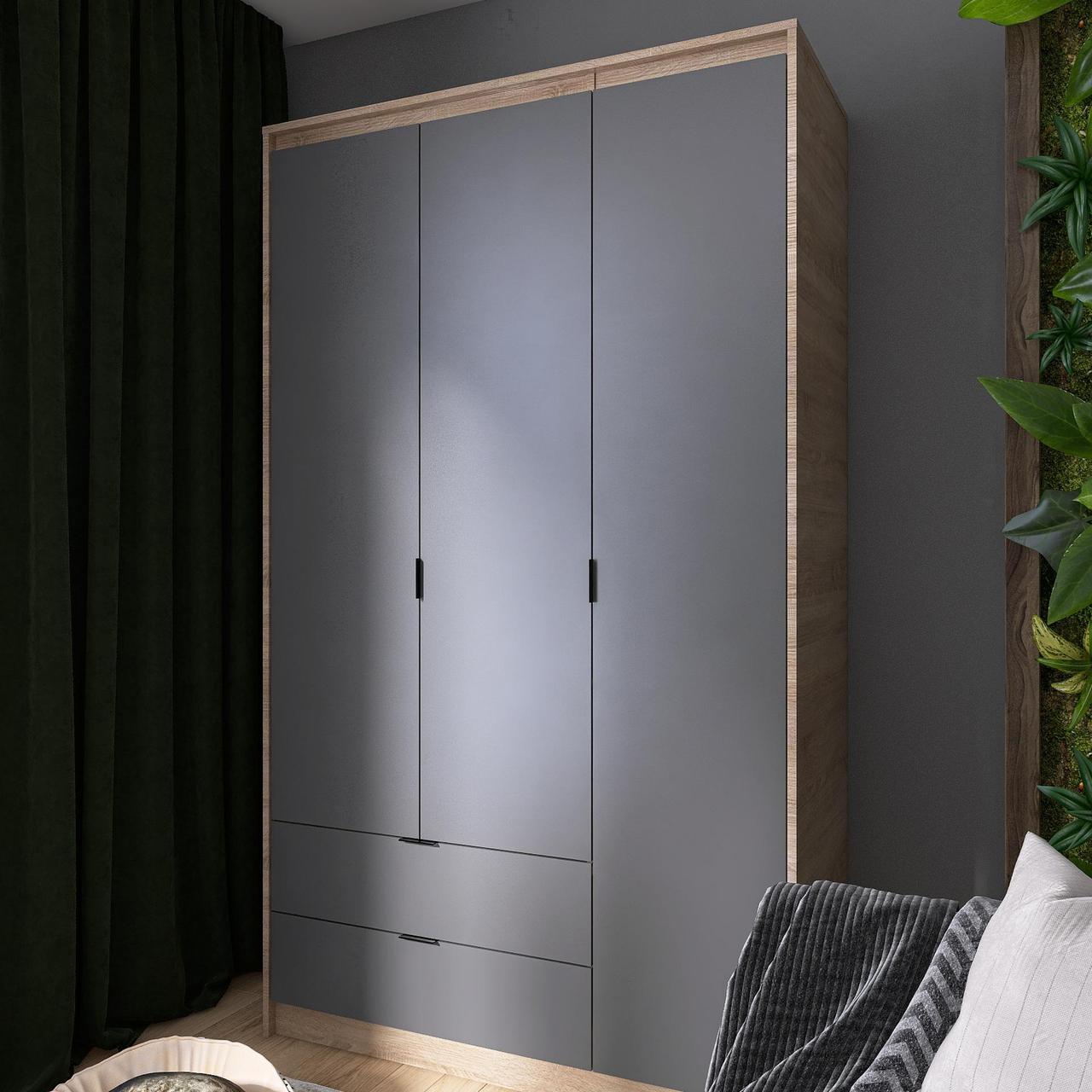 Шкаф для гардероба Еверест Сити-1200 Наполнение 2 штанги Дуб сонома/Графитовый (210390)