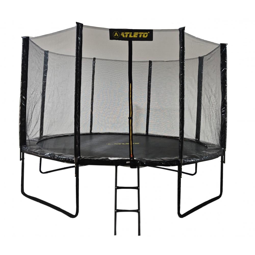 Батут с сеткой и стремянкой 374 см Atleto Black (42401178)