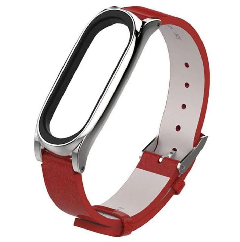 Кожаный ремешок Primo для фитнес-браслета Xiaomi Mi Smart Band 6 Red/Silver (1408712131)