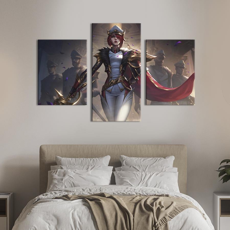 Картина на холсте триптих Fiora, League of Legends 141x90 см (1476-32)